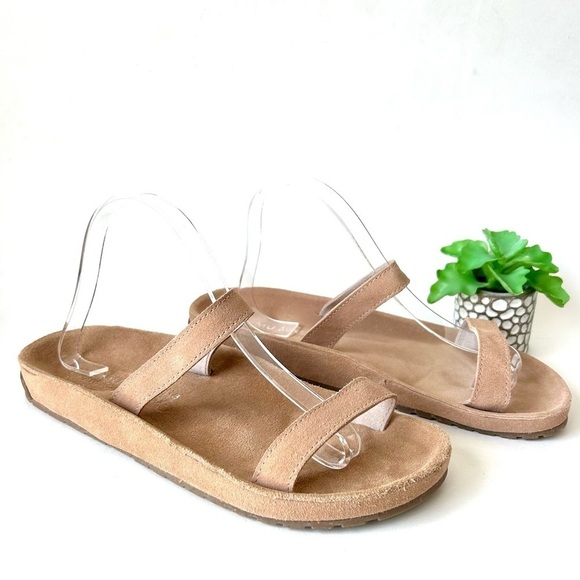 EMU Australia Lorikeet Tan Suede Two Strap Slide Sandal Almond Size 11 - Picture 4 of 11